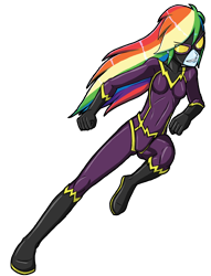 Size: 1928x2520 | Tagged: safe, artist:artemis-polara, character:rainbow dash, species:human, my little pony:equestria girls, clothing, costume, crystal prep shadowbolts, female, halloween, holiday, shadowbolt dash, shadowbolts, shadowbolts costume, simple background, skintight clothes, solo, transparent background