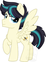 Size: 517x700 | Tagged: safe, alternate version, artist:tambelon, oc, oc only, oc:showtune, parent:coloratura, parent:songbird serenade, parents:colorenade, species:pegasus, species:pony, my little pony: the movie (2017), magical lesbian spawn, male, offspring, simple background, solo, stallion, transparent background, watermark