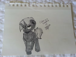 Size: 3264x2448 | Tagged: safe, artist:beardie, oc, oc only, oc:jai heart, species:pony, species:unicorn, clothing, colt, hoodie, male, solo, traditional art