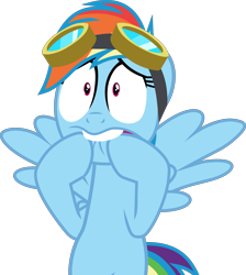 Size: 5700x6366 | Tagged: safe, artist:frownfactory, character:rainbow dash, species:pegasus, species:pony, episode:top bolt, g4, my little pony: friendship is magic, absurd resolution, faec, female, goggles, mare, simple background, solo, transparent background, vector, wings, worried
