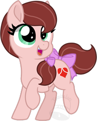 Size: 541x672 | Tagged: safe, artist:tambelon, oc, oc only, oc:care heart, species:pony, bow, chibi, female, hair bow, mare, simple background, solo, tail bow, transparent background, watermark