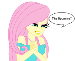 Size: 1024x838 | Tagged: safe, artist:cbear624, character:fluttershy, episode:a fine line, g4, my little pony: equestria girls, my little pony:equestria girls, asking, breasts, busty fluttershy, dialogue, evil grin, fluttershy's revenge, grin, lipstick, pure unfiltered evil, smiling