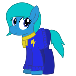 Size: 1200x1200 | Tagged: safe, artist:toyminator900, oc, oc only, oc:nina dasher, species:earth pony, species:pony, 2018 community collab, derpibooru community collaboration, clothing, pants, scarf, simple background, solo, sweater, transparent background