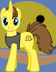 Size: 1387x1766 | Tagged: safe, artist:grapefruitface1, oc, oc:grapefruit face, self insert, species:pony, complex background, facial hair, male, ponified, pony creator, prototype, smiling, solo