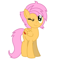 Size: 1200x1200 | Tagged: safe, artist:toyminator900, oc, oc only, oc:beauty cheat, species:pegasus, species:pony, female, folded wings, looking at you, mare, one eye closed, simple background, smiling, solo, transparent background, wink