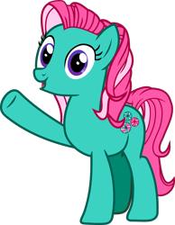 Size: 1815x2337 | Tagged: safe, artist:frownfactory, character:minty, species:earth pony, species:pony, episode:a very minty christmas, g3, g4, .svg available, female, g3 to g4, generation leap, mare, raised hoof, simple background, solo, svg, transparent background, vector