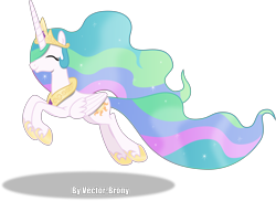 Size: 8185x5953 | Tagged: safe, artist:vector-brony, character:princess celestia, species:alicorn, species:pony, episode:horse play, g4, my little pony: friendship is magic, absurd resolution, cute, cutelestia, eyes closed, female, hair over one eye, happy, jumping, mare, simple background, smiling, solo, transparent background, vector