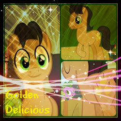 Size: 2132x2132 | Tagged: safe, artist:krazykari, edit, character:golden delicious, character:spike, species:dragon, apple family member, collage