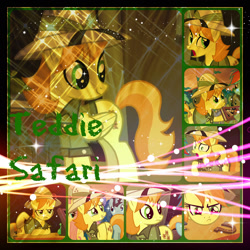 Size: 2132x2132 | Tagged: safe, artist:krazykari, edit, character:teddie safari, clothing, collage, hat, horseshoes