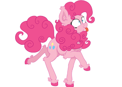 Size: 5081x3639 | Tagged: safe, artist:paskanaakka, derpibooru original, character:pinkie pie, species:earth pony, species:pony, chest fluff, colored hooves, ear fluff, female, leg fluff, mare, nose wrinkle, poofy pie, shrunken pupils, silly, silly pony, simple background, smiling, solo, tongue out, transparent background