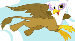 Size: 1490x809 | Tagged: safe, artist:php27, character:gilda, species:griffon, cloud, cute, female, flying, gildadorable, happy, sky, smiling, solo