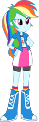 Size: 1645x5130 | Tagged: safe, artist:frownfactory, character:rainbow dash, equestria girls:rainbow rocks, g4, my little pony: equestria girls, my little pony:equestria girls, .svg available, boots, clothing, compression shorts, female, rainbow socks, shoes, simple background, skirt, socks, solo, striped socks, svg, transparent background, vector