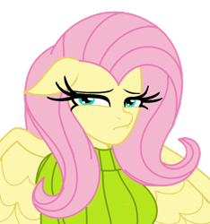 Size: 800x855 | Tagged: safe, artist:cbear624, character:fluttershy, species:anthro, species:pegasus, species:pony, breasts, busty fluttershy, clothing, female, simple background, solo, sweater, sweatershy, transparent background