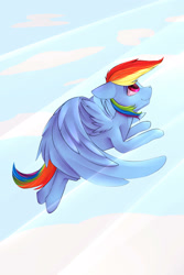 Size: 2000x3000 | Tagged: safe, artist:chapaevv, character:rainbow dash, species:pony, cloud, female, flying, solo, sun