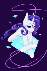Size: 2000x3000 | Tagged: safe, artist:chapaevv, character:rarity, species:pony, species:unicorn, female, high res, looking at you, magic, mare, missing cutie mark, solo