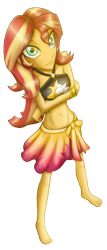 Size: 1544x3616 | Tagged: safe, artist:artemis-polara, character:sunset shimmer, equestria girls:forgotten friendship, g4, my little pony: equestria girls, my little pony:equestria girls, barefoot, belly button, bikini, bikini top, clothing, feet, female, sarong, simple background, solo, summer sunset, swimsuit, transparent background