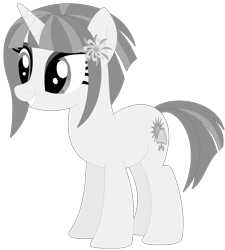 Size: 1024x1137 | Tagged: safe, artist:ra1nb0wk1tty, character:sunny flare, species:pony, female, monochrome, ponified, simple background, solo, transparent background