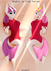 Size: 2500x3500 | Tagged: safe, artist:chapaevv, character:twilight velvet, oc, oc:eventide velour, species:anthro, species:plantigrade anthro, species:pony, beckoning, bed, breasts, busty twilight velvet, clothing, commission, cover art, dress, duo, duo female, fanfic, fanfic art, fanfic cover, feet, female, fimfiction, holding hands, looking at each other, looking at you, mare, milf, on bed, one eye closed, smiling, symmetrical, wink