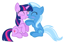 Size: 760x520 | Tagged: safe, artist:navitaserussirus, character:trixie, character:twilight sparkle, ship:twixie, female, kissing, lesbian, shipping