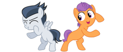 Size: 1642x701 | Tagged: safe, artist:frownfactory, artist:jawsandgumballfan24, artist:lunaticdawn, edit, character:rumble, character:tender taps, species:earth pony, species:pegasus, species:pony, best friends, bipedal, colt, cute, duo, eyes closed, male, open mouth, rumblebetes, simple background, tendaww taps, transparent background, vector