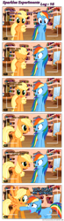 Size: 720x2450 | Tagged: dead source, safe, artist:navitaserussirus, character:applejack, character:rainbow dash, species:earth pony, species:pegasus, species:pony, comic, duo, earth pony rainbow dash, flapplejack, race swap, science, sparkles experiments