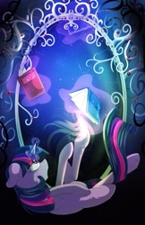 Size: 485x750 | Tagged: safe, artist:beardie, character:twilight sparkle, book, crying, falling, mirror