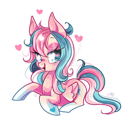 Size: 600x600 | Tagged: safe, artist:ipun, oc, oc only, oc:fantasy heart, species:pegasus, species:pony, female, heart, heart eyes, mare, prone, simple background, solo, transparent background, watermark, wingding eyes