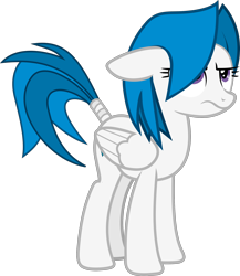 Size: 2176x2503 | Tagged: safe, artist:frownfactory, oc, oc:stratagem, species:pegasus, species:pony, .svg available, annoyed, female, mare, rule 63, simple background, solo, svg, tail wrap, transparent background, vector, wings