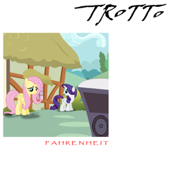 Size: 1400x1400 | Tagged: safe, artist:grapefruitface1, character:fluttershy, character:rarity, album cover, carriage, parody, toto (band)