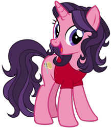 Size: 2800x3200 | Tagged: safe, artist:cheezedoodle96, species:pony, species:unicorn, .svg available, clothing, cutie mark, female, happy, jiffy bake, looking at you, mare, rachael ray, shirt, simple background, solo, svg, transparent background, vector