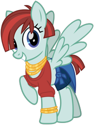 Size: 2400x3200 | Tagged: safe, artist:cheezedoodle96, character:valley glamour, species:pegasus, species:pony, episode:fake it 'til you make it, .svg available, bracelet, clothing, denim shorts, female, hair over one eye, jewelry, looking at you, mare, midriff, necklace, raised hoof, short hair, simple background, solo, spread wings, svg, sweatshirt, transparent background, vector, wings