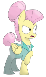 Size: 1096x1856 | Tagged: safe, artist:moonatik, character:fluttershy, episode:fake it 'til you make it, disgusted, female, hair bun, raised hoof, severeshy, simple background, solo, tail bun, transparent background