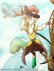 Size: 900x1179 | Tagged: safe, artist:inuhoshi-to-darkpen, character:captain celaeno, my little pony: the movie (2017), amputee, clothing, female, hat, open mouth, peg leg, pirate, pirate hat, prosthetic leg, prosthetic limb, prosthetics, sky whale, solo, whale