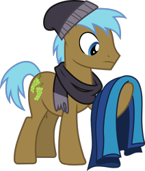 Size: 3031x3569 | Tagged: safe, artist:frownfactory, character:neigh sayer, species:earth pony, species:pony, episode:fake it 'til you make it, .svg available, background pony, beanie, clothing, hat, headwear, male, scarf, simple background, solo, stallion, svg, transparent background, vector