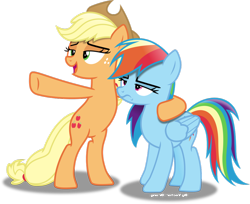 Size: 1024x837 | Tagged: safe, artist:vector-brony, edit, character:applejack, character:rainbow dash, species:earth pony, species:pegasus, species:pony, episode:grannies gone wild, g4, my little pony: friendship is magic, clothing, cowboy hat, female, hat, mirrored, multicolored hair, simple background, smiling, stetson, transparent background, unamused