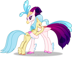 Size: 6828x5394 | Tagged: safe, artist:vector-brony, character:princess skystar, character:queen novo, species:classical hippogriff, species:hippogriff, my little pony: the movie (2017), absurd resolution, colored hooves, duo, female, grounded, hug, mother and daughter, pun, simple background, transparent background, vector, visual gag