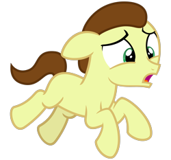 Size: 3000x2800 | Tagged: safe, artist:cheezedoodle96, character:pony morty, species:earth pony, species:pony, episode:grannies gone wild, g4, my little pony: friendship is magic, .svg available, colt, floppy ears, jumping, male, morty smith, ponified, rick and morty, running, scared, simple background, solo, svg, transparent background, vector