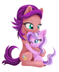 Size: 1024x1244 | Tagged: safe, artist:dusthiel, character:diamond tiara, character:spoiled rich, species:earth pony, species:pony, cute, cutie mark, daughter, diamondbetes, female, filly, foal, good spoiled rich, heartwarming, hug, mare, milf, mother, mother and daughter, reconciliation, simple background, spoiled cute, sweet dreams fuel, transparent background