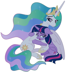 Size: 3200x3500 | Tagged: safe, artist:cheezedoodle96, character:princess celestia, character:twilight sparkle, character:twilight sparkle (alicorn), species:alicorn, species:pony, episode:horse play, g4, my little pony: friendship is magic, .svg available, affection, apology, comforting, comforting twilight, crying, duo, female, floppy ears, forgiveness, hug, mare, momlestia, momlestia fuel, motherly, night, reconciliation, remorse, sad, scene interpretation, simple background, sitting, svg, teary eyes, transparent background, vector, winghug