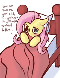 Size: 2550x3300 | Tagged: safe, artist:fauxsquared, character:fluttershy, bed, blanket, cold, sick