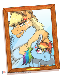 Size: 1212x1482 | Tagged: safe, artist:inuhoshi-to-darkpen, character:applejack, character:rainbow dash, species:earth pony, species:pegasus, species:pony, episode:non-compete clause, episode:teacher of the month, g4, my little pony: friendship is magic, angry, clothing, cowboy hat, cross-popping veins, duo, fanart, female, freckles, hat, mare, patreon, patreon logo, picture, simple background, stetson, teacher, transparent background