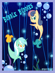 Size: 960x1280 | Tagged: safe, artist:krazykari, character:bon bon, character:lyra heartstrings, character:sweetie drops, species:pony, species:seapony (g4), bubble, duo, merpony, no pupils, pointy ponies, seaponified, seapony bon bon, seapony lyra, smiling, species swap, underwater