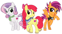 Size: 4000x2200 | Tagged: safe, artist:cheezedoodle96, character:apple bloom, character:scootaloo, character:sweetie belle, species:earth pony, species:pegasus, species:pony, species:unicorn, .svg available, adolescence, alternate hairstyle, anklet, bow, braces, braid, clothing, cutie mark, cutie mark crusaders, ear piercing, earring, emo, female, filly, gradient hair, headcanon, jewelry, looking at you, neckerchief, nose piercing, nose ring, older apple bloom, older scootaloo, older sweetie belle, piercing, punk, raised hoof, rearing, scarf, simple background, smiling, spread wings, svg, tank top, teenage apple bloom, teenage scootaloo, teenage sweetie belle, teenager, the cmc's cutie marks, transparent background, trio, unshorn fetlocks, vector, wings