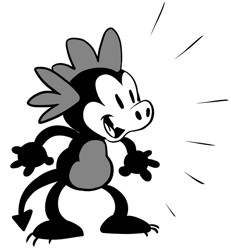 Size: 709x766 | Tagged: safe, artist:php27, character:spike, species:dragon, black and white cartoon, male, old timey, oldschool cartoon, simple background, solo, white background