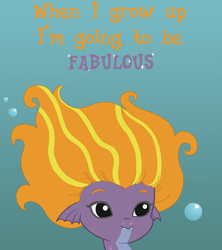 Size: 500x564 | Tagged: safe, artist:queencold, character:steven magnet, species:sea serpent, caption, cute, dawwww, dialogue, fabulous, magnetbetes, male, solo, underwater, younger