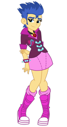 Size: 1000x1900 | Tagged: safe, artist:mashoart, character:flash sentry, my little pony:equestria girls, accessory swap, costume swap, crossdressing, false eyelashes, girly sentry, implied sonata dusk, looking at you, outfit, simple background, solo, transparent background