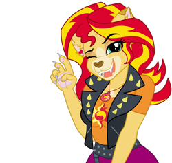 Size: 1900x1800 | Tagged: dead source, safe, artist:mashoart, character:sunset shimmer, species:anthro, my little pony:equestria girls, cat ears, catgirl, ears, fangs, female, furry, geode of empathy, heart, muzzle, nails, nyanset shimmer, paws, simple background, solo, species swap, transparent background