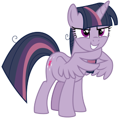 Size: 3719x3500 | Tagged: safe, artist:masem, character:mean twilight sparkle, species:alicorn, species:pony, episode:the mean 6, g4, my little pony: friendship is magic, .ai available, clone, evil grin, female, grin, high res, mare, scary face, scheming, simple background, smiling, smirk, solo, steepling, transparent background, vector, wing hands