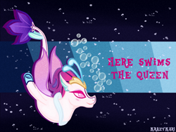 Size: 1280x960 | Tagged: safe, artist:krazykari, character:queen novo, species:seapony (g4), my little pony: the movie (2017), bubble, female, solo, swimming