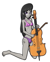 Size: 2039x2500 | Tagged: safe, artist:artemis-polara, character:octavia melody, my little pony:equestria girls, barefoot, bikini, cello, clothing, feet, female, musical instrument, simple background, solo, swimsuit, toes, transparent background